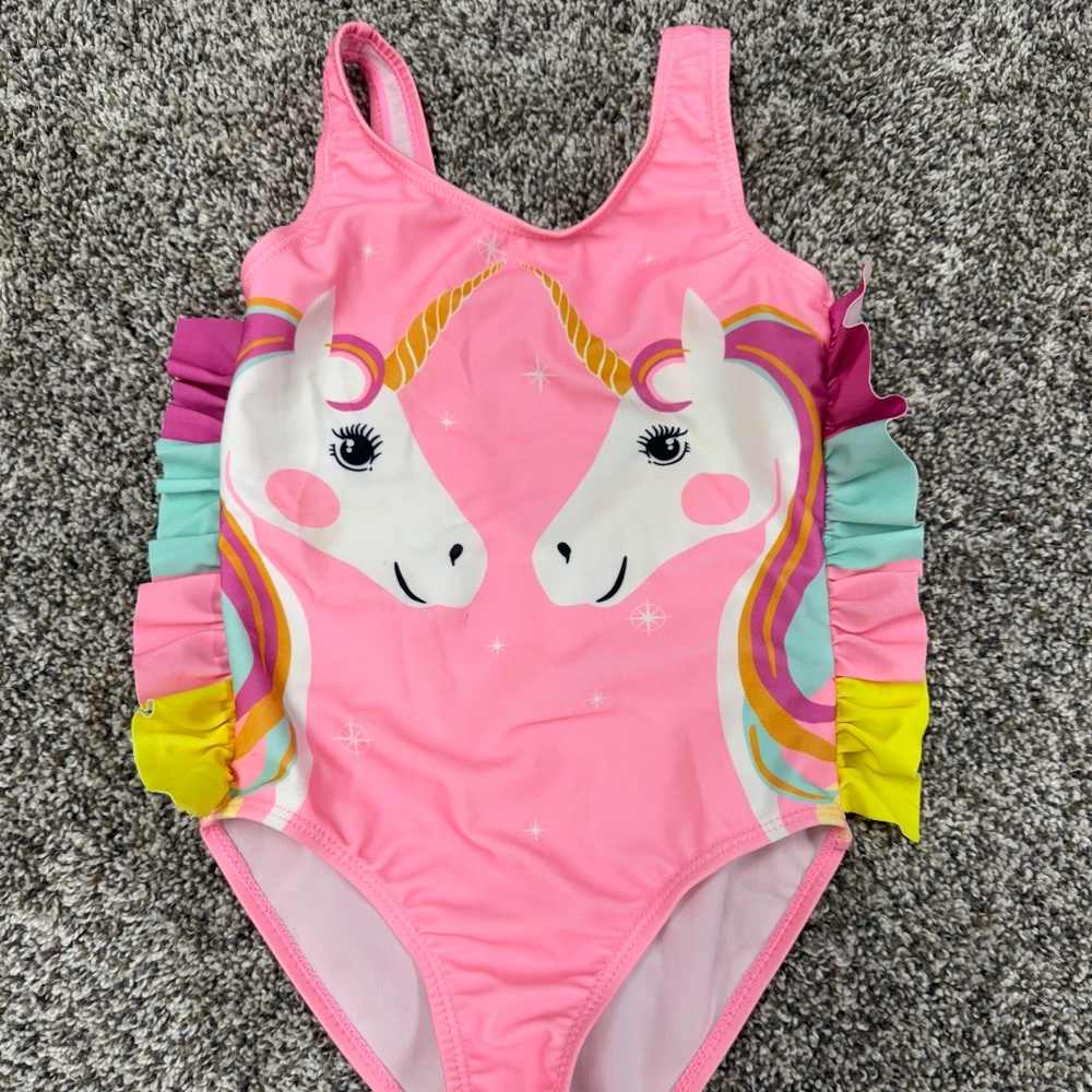 Like New Pink Unicorn SwimSuit - Girls size 3/4